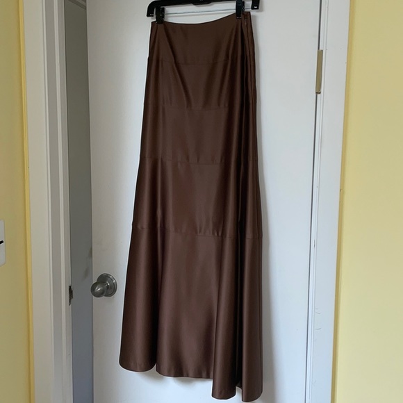 BCBG brown satin long skirt Skirts